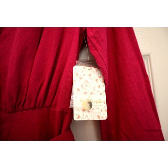 Free People OB1101164 Women's Sz XS Myrtle Magenta Kendra Belted Dress - Picture 4 of 12